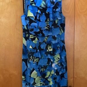 Party dress, blue chiffon and ruffles Papell